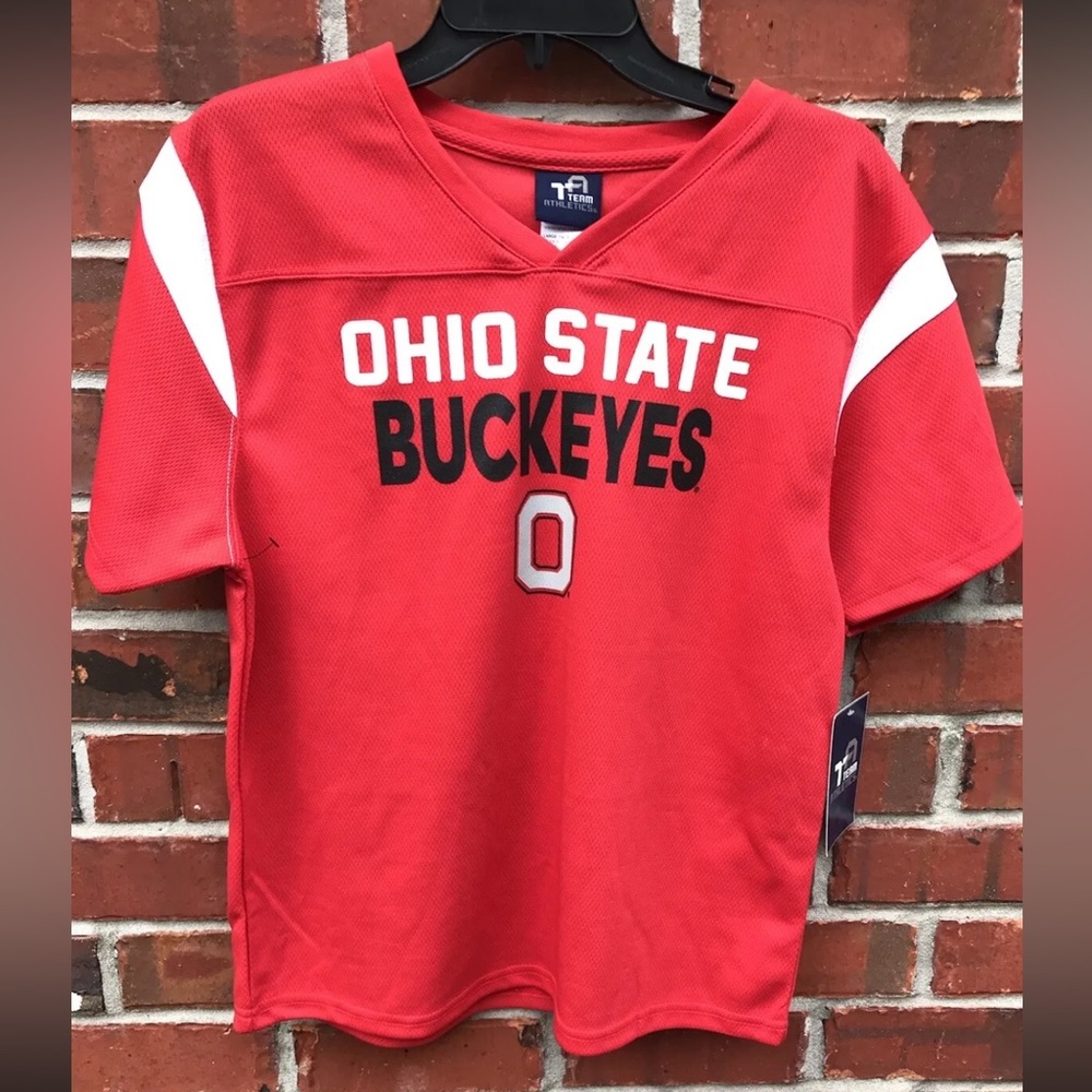 NWT Ohio State Buckeyes Boys Shirt  Jersey Size Large (14/16). Red, Black, White - Picture 2 of 5